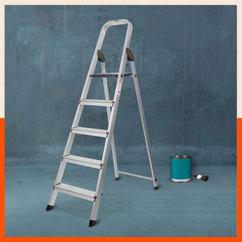 5 Step Foldable Aluminium Ladder For Home (Black) – Bathla Home