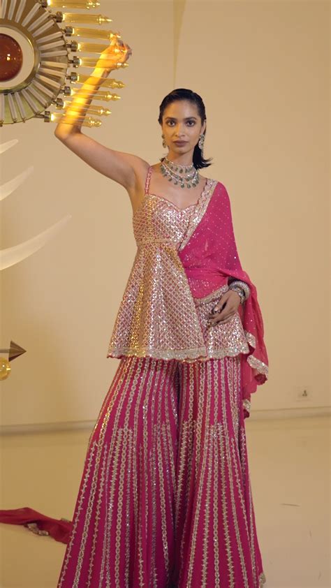 Fuchsia Gota Patti Sharara Set – BridalTrunk by Divya Limited