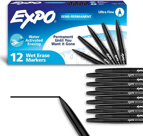 Amazon.com : EXPO Low Odor Dry Erase Markers, Fine Tip, Black, (Pack of ...