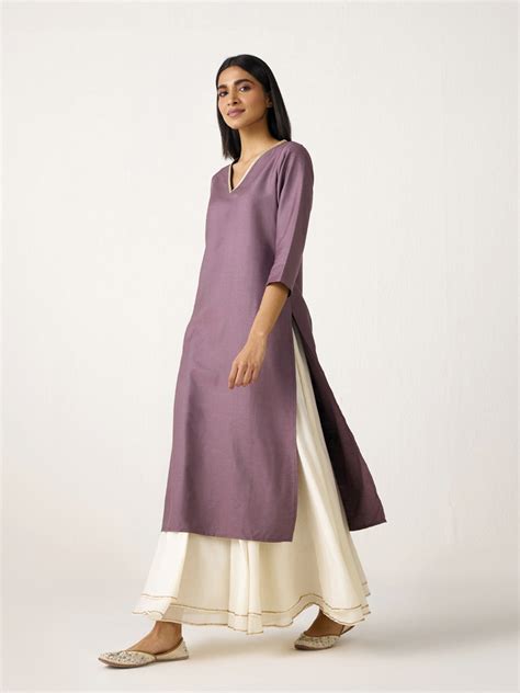 Buy Zarin Lace V Neck Kurta | Ladies Kurta Online : Ancestry