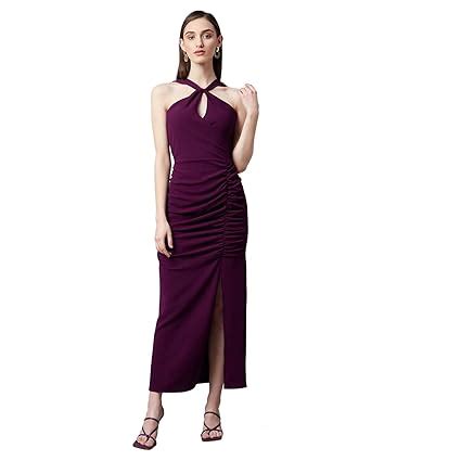 Buy Carlton London Women Casual Purple Colour Maxi Solid Dress (CL706B ...