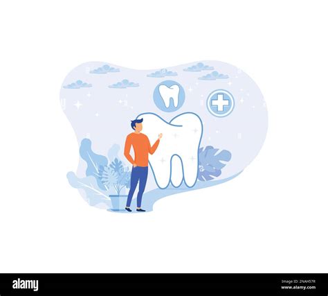 Dental care illustration. Doctor dentist and medical staff taking care about teeth. Professional ...
