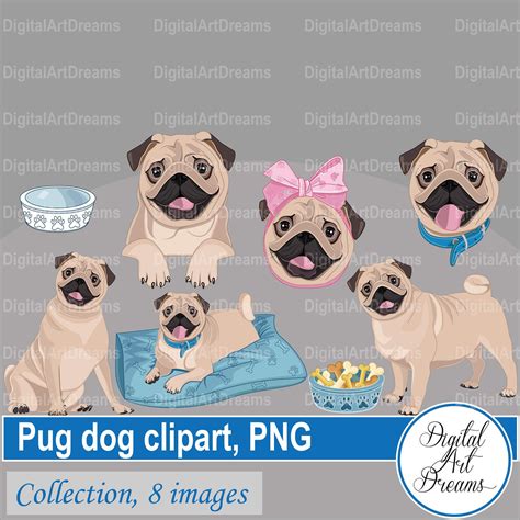 Pug Clipart - Dog Clipart - Pugs Dog Breed - Digital Artwork ...
