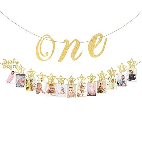 Festiko 1st Birthday Photo Banner with High Chair Glitter ONE ...