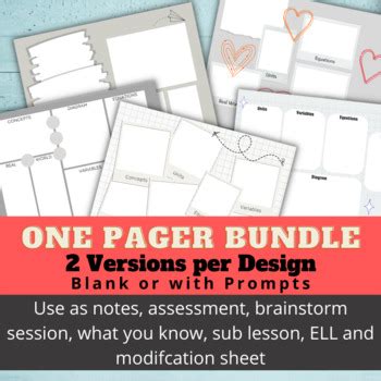Secondary Science One Pager BUNDLE with and without prompts | TPT