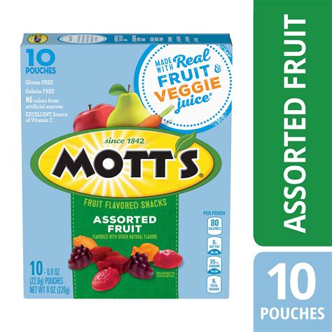 Mott's Fruit Flavored Snacks, Assorted Fruit, Gluten Fee Snack, 10 ...