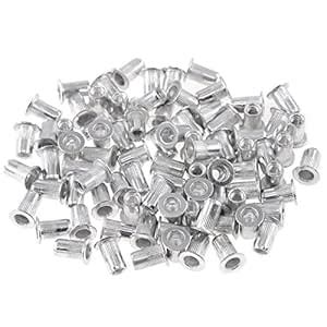 Keadic 100Pcs M3 Metric Rivet Nuts, Aluminum Flat Head Threaded Insert ...