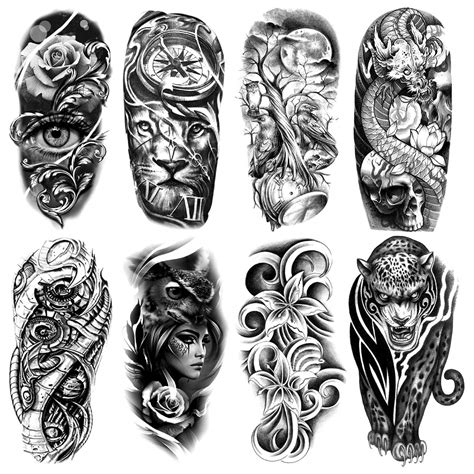 Buy Oottati 8 Sheets Black Rose Eye Lion Compass Moon Clock Tree Dragon ...