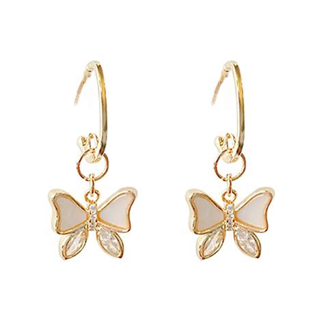Yellow Chimes Earrings For Women Gold Tone Huggie Hoop Butterfly Charm ...