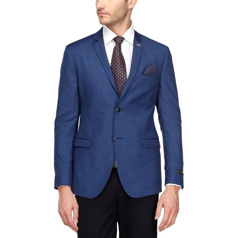 Buy Theme Mens Notched Lapel Checked Blazer_Blue_44 at Amazon.in