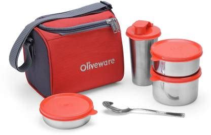 Flipkart.com | Oliveware Milano Lunchbox | 3 Stainless Steel Containers ...
