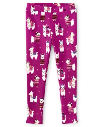 Girls Llama Print Ponte Knit Jeggings - Little Llamas - PINK | Gymboree