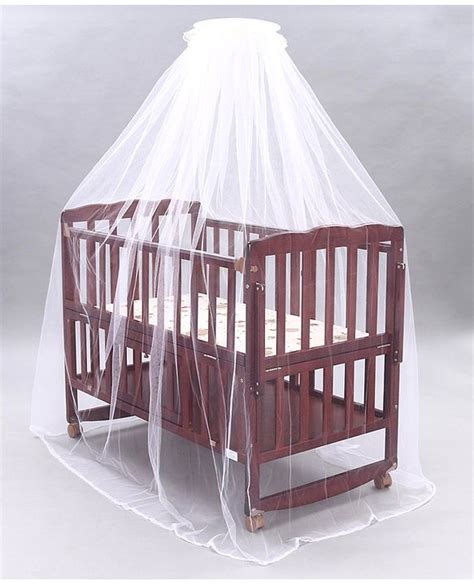 Babyhug Montana Wooden Cot Cum Rocker with Mosquito Net - Cherry Red ...
