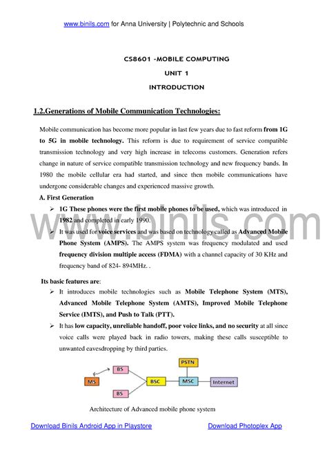 CS8601 UNIT 1 Generations OF Mobile Communication Technologies - CS8601 ...