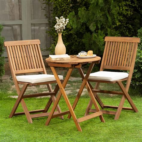 Amazon.com: S AFSTAR Bistro Table and Chairs Set of 2, Acacia Wood ...
