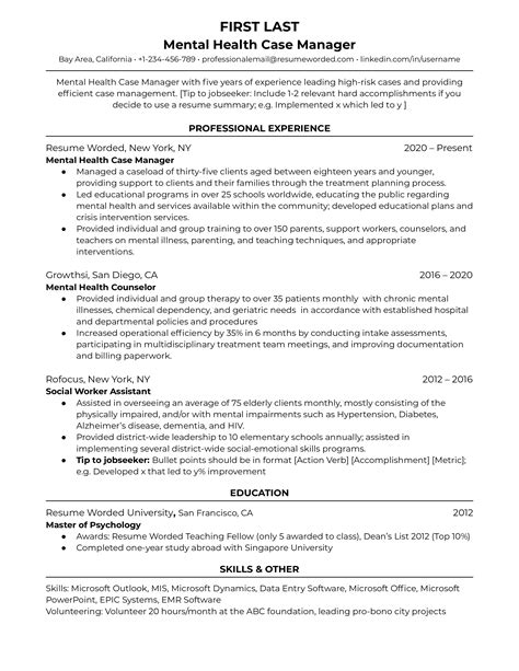 Case Manager Resume Template