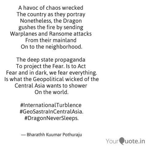 A havoc of chaos wrecked ... | Quotes & Writings by Bharathh Kuumar ...