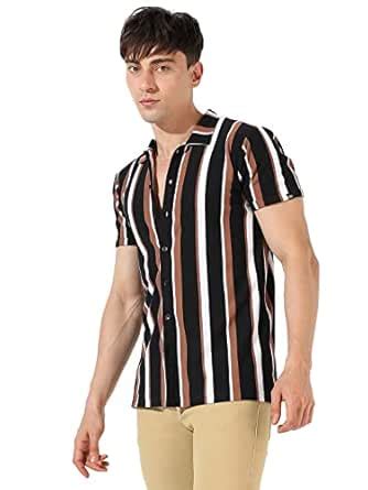 Campus Sutra Men's Multicolour Striped Button Up Collared Shirt for ...