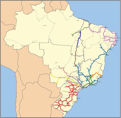 Brazil Railway System : r/MapPorn - railway map of brazil