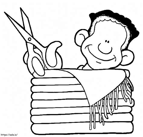 Tailor Cutting Fabric Coloring Page for Kids