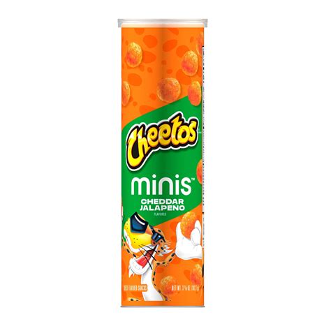 Cheeto's Cheddar Jalapeno Minis Snacks 3.625 Oz Canister Cheesy Crunch ...