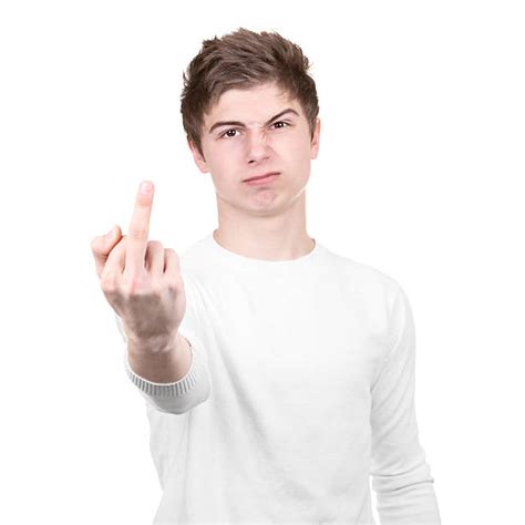 Young Man Showing Middle Finger Isolated On White Stock Photos ...