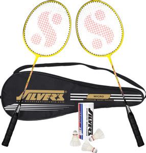 Silver's MICRO Badminton Combo- 2 Rackets with Feather Shuttle Pack of ...