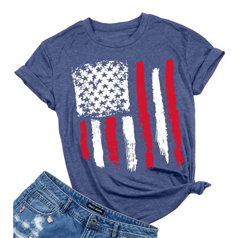 KimSoong Women Patriotic Shirts, USA Flag Graphic Tee, 4th of July ...