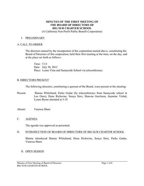 Nonprofit Meeting Minutes Template