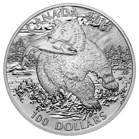 2014 $100 for $100 The Grizzly - Pure Silver Coin