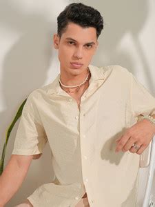 LOCOMOTIVE Men Solid Casual Beige Shirt - Buy LOCOMOTIVE Men Solid ...