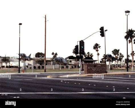The main entrance to Marine Corps Air Station, Yuma, Arizona. Base: Marine Corps Air Station ...