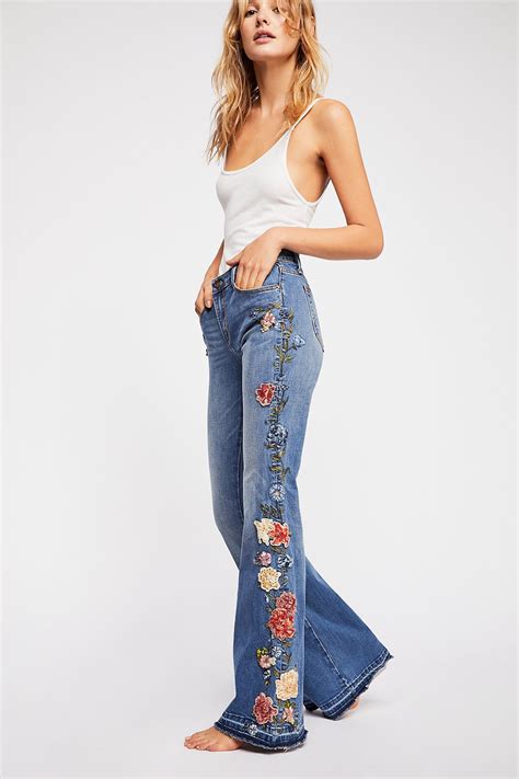 Driftwood Farrah Embroidered Flare Jeans | Flare jeans, Denim ...