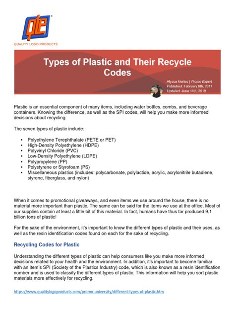Types of Plastic | PDF | Plastic | Polystyrene