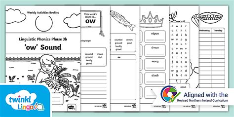 Northern Ireland Linguistic Phonics Phase 3b 'ow' Sound Weekly Activities