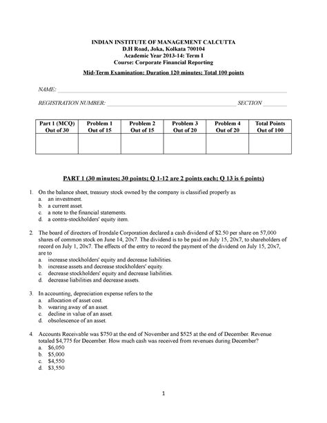 CFR Mid Term Exam 2013 - Final - INDIAN INSTITUTE OF MANAGEMENT ...
