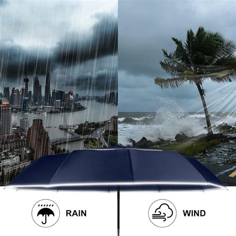 Buy ZUOYOUZ Windproof Umbrella for Rain, 10Ribs Folding Umbrella for ...