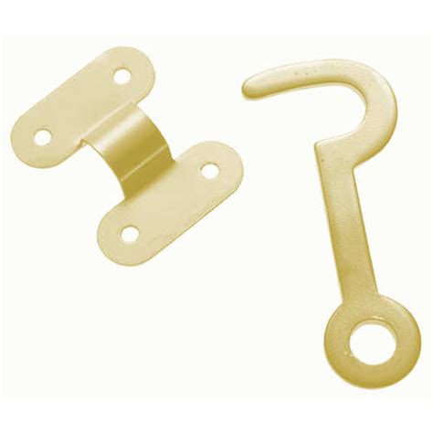 (12 Pack) Box Hook & Staple in Solid Brass with Screws - 1-1/2" x 3/4"