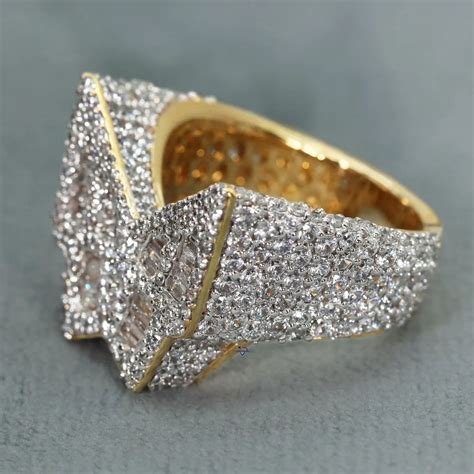 Hip Hop Lab Diamond Ring - Stylish 14 Kt Yellow Gold Lab Diamond ...