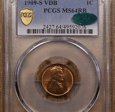1909-S VDB Lincoln Cent PCGS MS64 RB CAC - David Kahn Rare Coins