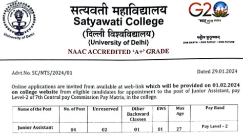 Satyawati College Recruitment 2024 Apply Online for 08 Library ...