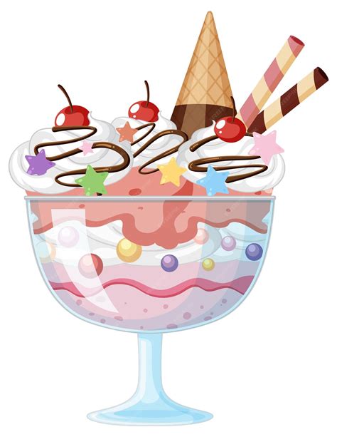 Premium Vector | Ice cream sundae served in a glass