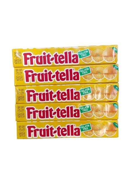 Fruit-tella Chewy Candy Orange Flavour Gelatin Free Pack of 5 (5 X 32.4 ...