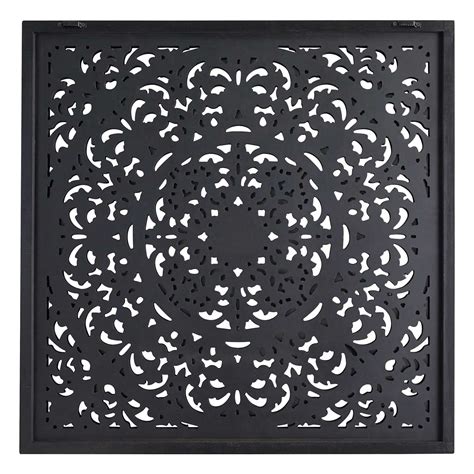 Found & Fable Black Faux Wood Carved Wall Decor, 36"