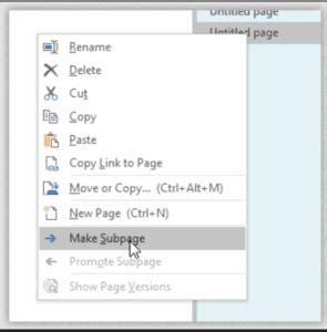 Adding Subpages in OneNote 的图像结果