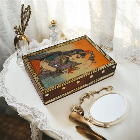 Wooden Jewellery Box With Gemstone Painting – Oxyroots Handicraft