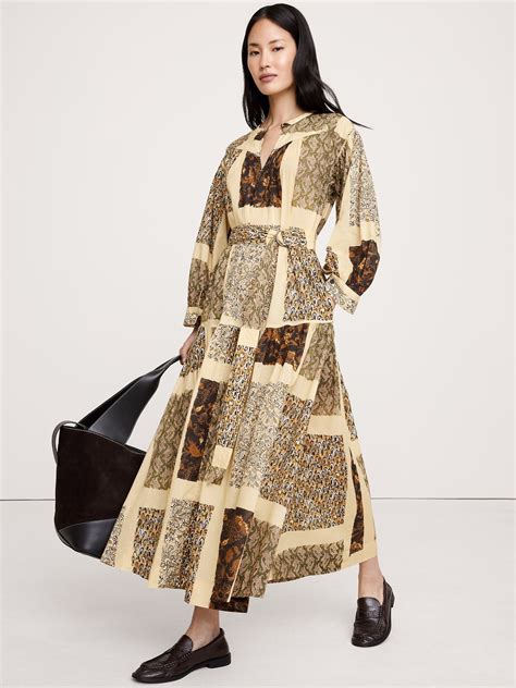 Cotton Tiered Maxi Shirt Dress | Banana Republic