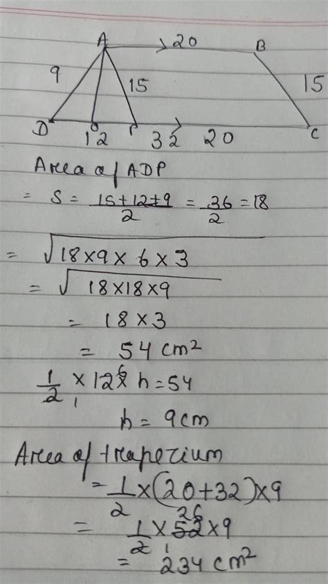 The parallel sides of a trapezium is 20cm and 32cm and the non parallel ...