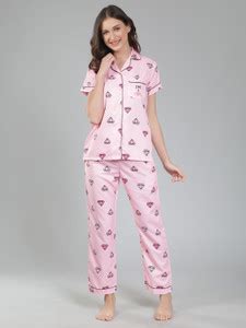 HouseofComfort Women Printed Pink Night Suit Set Price in India - Buy ...