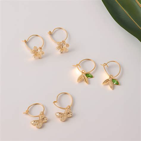 Flower Gem Hoop Earrings Pack of 3 - Accessorize India